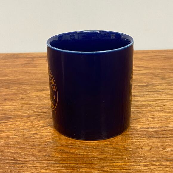 Vintage Cobalt‎ Blue Retired Starbucks Gold Mermaid Logo 10 oz Coffee Mug Japan - Picture 8 of 9